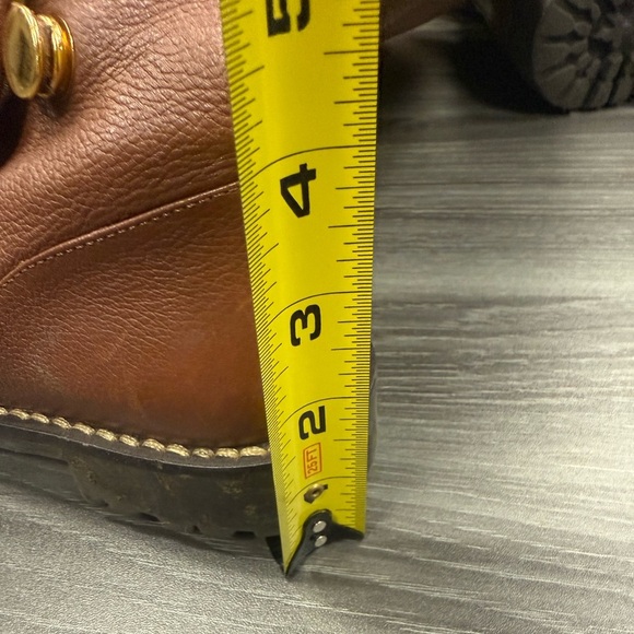 Michael Kors Tall Brown Leather Riding Boots Faux Fur Lined Snap Up Size 6 ½ M - Picture 13 of 16